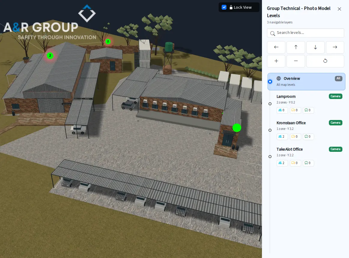 AR Mobile 3D operational map showing tracked mine locations